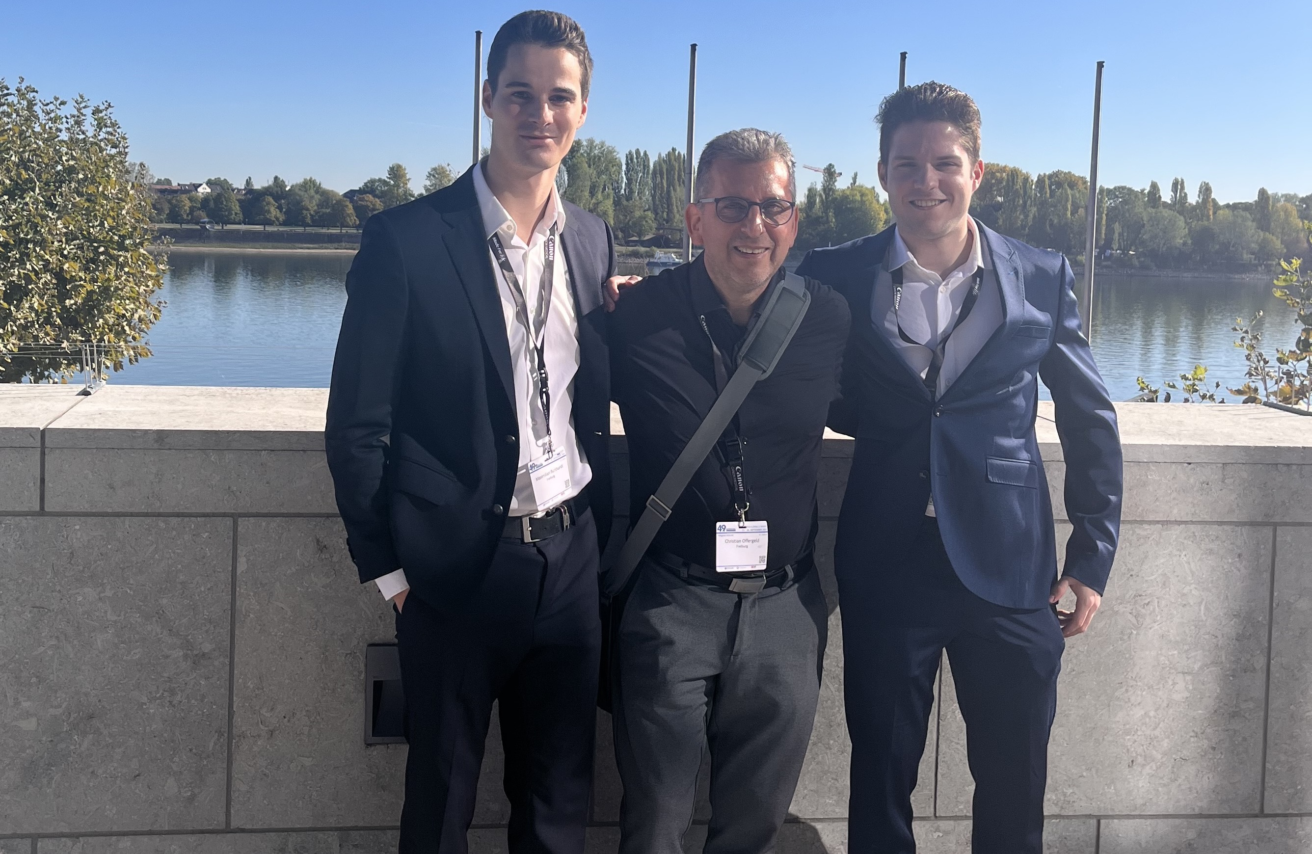 Maximilian Burkhardt, Prof. Dr. Christian Offergeld und Kevin Wornath beim Dreiländertreffen in Mainz