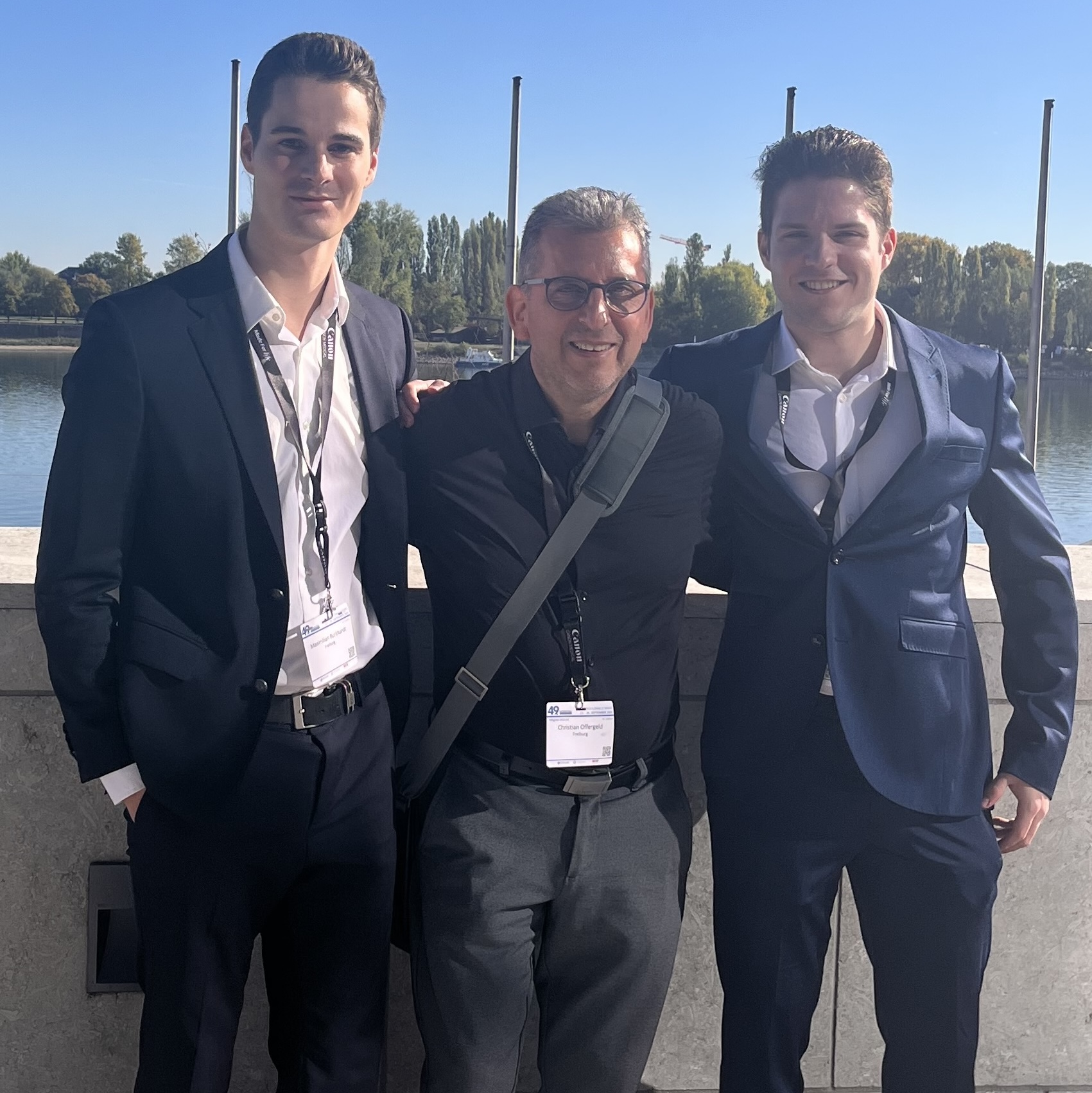 Maximilian Burkhardt, Prof. Dr. Christian Offergeld und Kevin Wornath beim Dreiländertreffen in Mainz